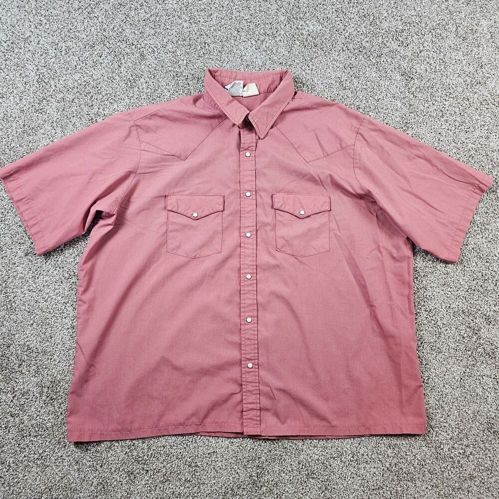 Vintage Western Frontier Shirt Mens 2X Fuchsia Pearl Snap Cowboy Rodeo Workwear